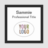 ブラックスクウェアのバッジ名タグロゴ磁気またはピン 名札 (正面)