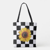 ブラックスクウェア&ひまわりアートトート トートバッグ (裏面)