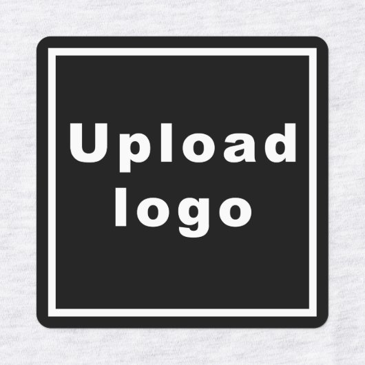 ブラックスクエアアイロンのラベルにビジネスロゴ ラベル (デザイン1)