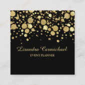 ブラックスクエアビジネスカード上のゴールドフォイル紙吹雪 スクエア名刺 (正面)