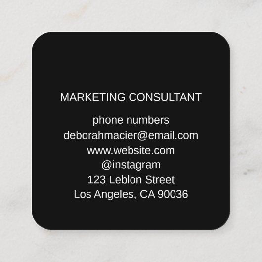 ブラックスクエアビジネスカード(会社のロゴ付き) スクエア名刺 (裏面)