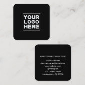 ブラックスクエアビジネスカード(会社のロゴ付き) スクエア名刺 (正面/裏面)