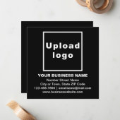 ブラックスクエアフラットノートカードにビジネスブランド ノートカード (正面/裏面インサイチュ)