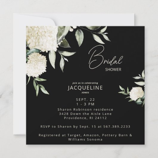 ブラックスクエアホワイトアジサイブライダルシャワー (正面)