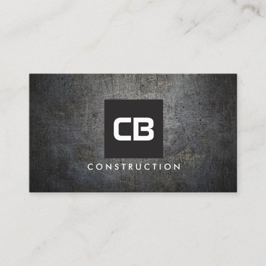 ブラックスクエアモノグラムグランジメタル建築 名刺 (正面)