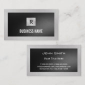 ブラックスクエアモノグラムシルバーメタル建築 名刺 (正面/裏面)