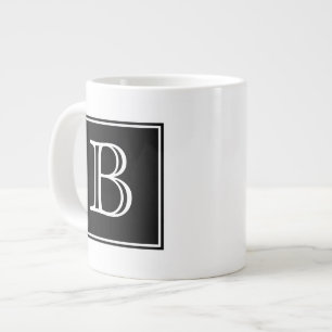 ブラックスクエアモノグラム専門マグカップ ジャンボコーヒーマグカップ