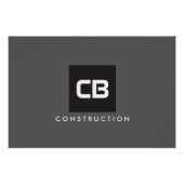 ブラックスクエアモノグラム建築ロゴダークグレー ポスター (正面)