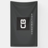 ブラックスクエアモノグラム建築ロゴダークグレー 横断幕 (縦)