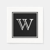 ブラックスクエアモノグラム紙ナプキンス スタンダードカクテルナプキン (正面)