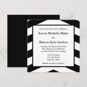 ブラックスクエア結婚式招待状またはアナウンス 招待状 (正面/裏面)