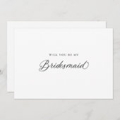 ブラックスクエレガントリッモダントBridesmaidの提案 招待状 (正面/裏面)