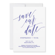 ブラックスクエレガントリプト招待状ネイビーブルー