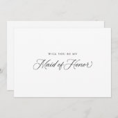 ブラックスクエレガントリモダンプトメイド・オブ・オーナー(花嫁付き添い人)案 招待状 (正面/裏面)