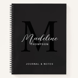 ブラックスクモダンリプトタイポグラフィイニシャルモノグラム ノートブック