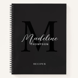 ブラックスクモダンリプトタイポグラフィモノグラムレシピ ノートブック