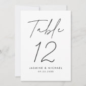 ブラックスクモダンリプト結婚のテーブル番号カード (正面)