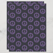 ブラックスクラップブック上の紫色のモザイク平和のサイン紙 (正面/裏面)