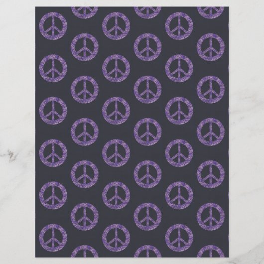 ブラックスクラップブック上の紫色のモザイク平和のサイン紙 (正面)
