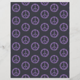 ブラックスクラップブック上の紫色のモザイク平和のサイン紙