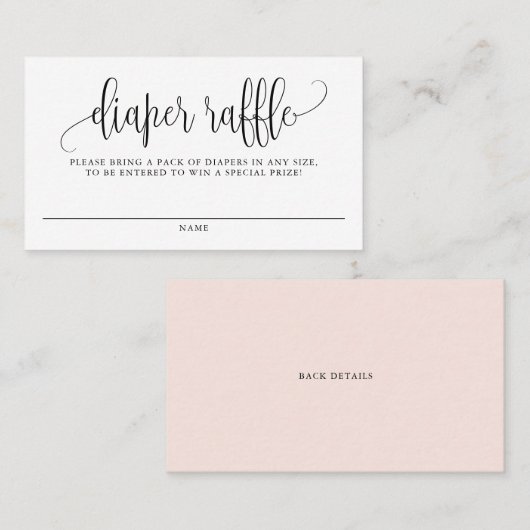 ブラックスクリかわいらしプト赤ちゃんシャワーおむつラッフルカード 名刺 (正面/裏面)