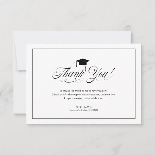 ブラックスクリットエレガントありがとうグラッドハット卒業 サンキューカード (正面)