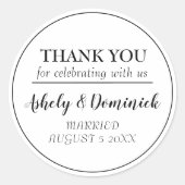 ブラックスクリプエレガントトありがとう結婚式の引き出物 ラウンドシール (正面)
