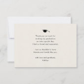 ブラックスクリプエレガントトのミニマル写真卒業 サンキューカード (裏面)