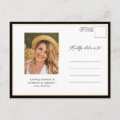 ブラックスクリプエレガントトミニマリストシックブライダルシャワー インビテーションポストカード (裏面)