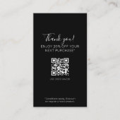 ブラックスクリプエレガントトミニマルのプロモーション割引QR 名刺 (正面)