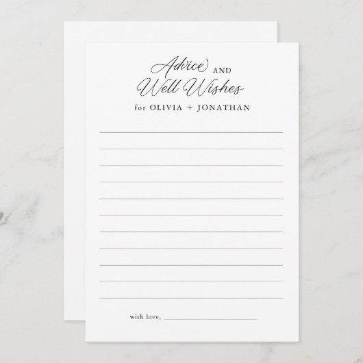 ブラックスクリプエレガントトモダン・ウェルウィッシュ アドバイスカード (正面/裏面)