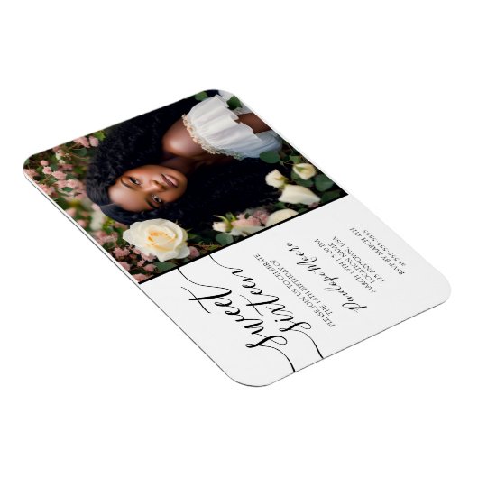 ブラックスクリプエレガントトSweet 16誕生日写真 マグネット (右側)