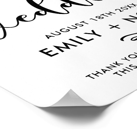 ブラックスクリプスタイリッシュト歓迎の結婚サインポスター ポスター (角)