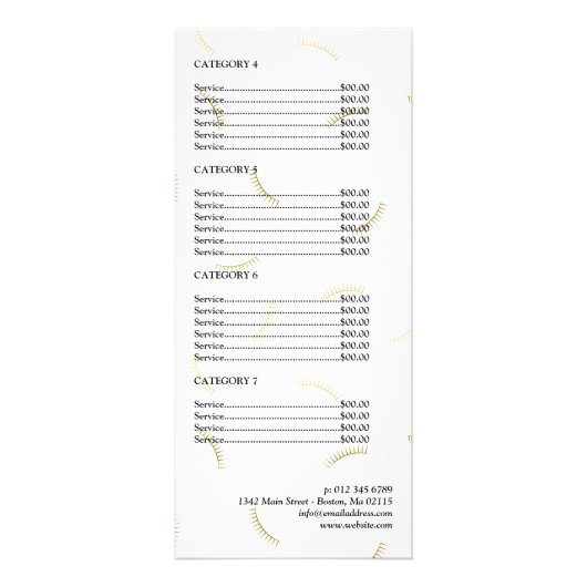 ブラックスクリプトと金ゴールドの遅延の価格表 ラックカード (裏面)