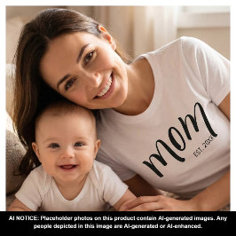 ブラックスクリプトのママ設立年カスタムデザインのニュー・ママギフト Tシャツ