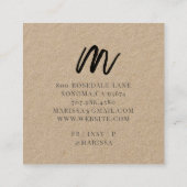 ブラックスクリプトイニシャルクラフトスクエア呼出しカード スクエア名刺 (裏面)