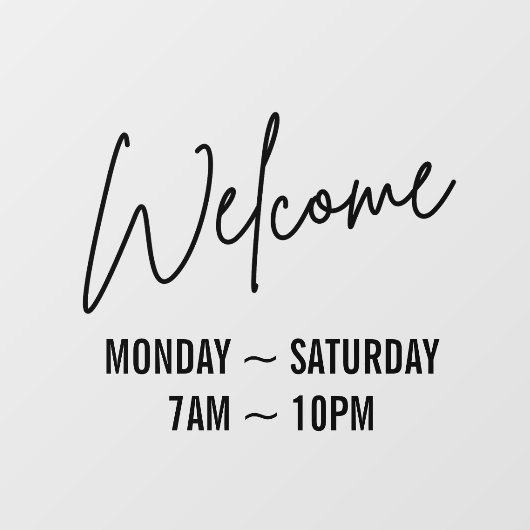 ブラックスクリプトウェルカムビジネスストア時間 ウィンドウサイン (シート)