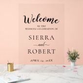 ブラックスクリプトエレガントなウェディングウェルカム アクリルサイン (ウェディング)