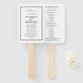 ブラックスクリプトエレガントなウェディングプログラム ハンドファン (正面&裏面)