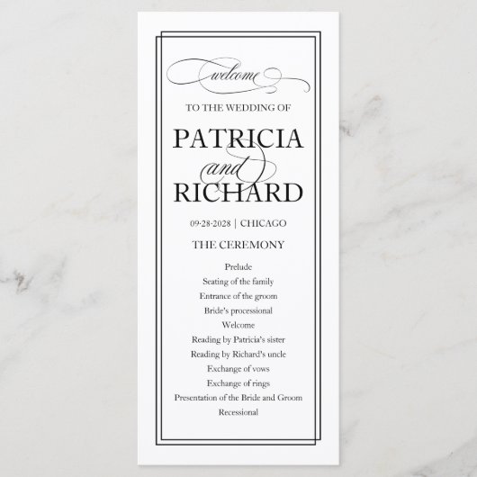 ブラックスクリプトエレガントな結婚式プログラム プログラム (正面)