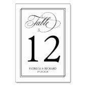 ブラックスクリプトエレガントな結婚式 テーブルナンバー (裏面)