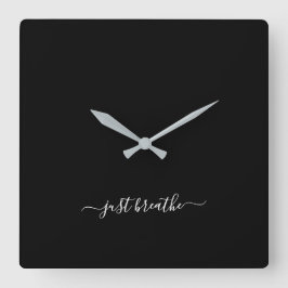 ブラックスクリプトエレガントヨガ大きな時計を呼吸する スクエア壁時計
