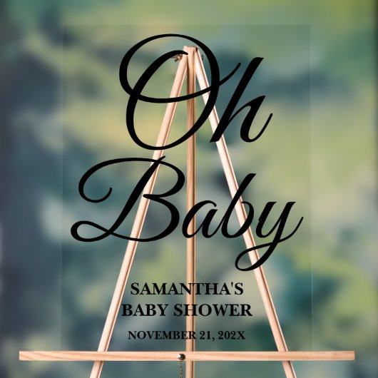 ブラックスクリプトオベビーベビーシャワーへようこそ アクリルサイン (ニュートラル)