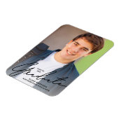 ブラックスクリプトオーバーレイ写真の卒業発表 マグネット (左側)