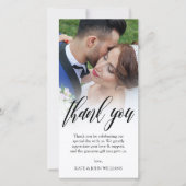 ブラックスクリプトオーバーレイ結婚の写真ありがとうございます サンキューカード (正面)