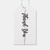 ブラックスクリプトタイプホワイトありがとうパーティー モダン ギフトタグ (正面)