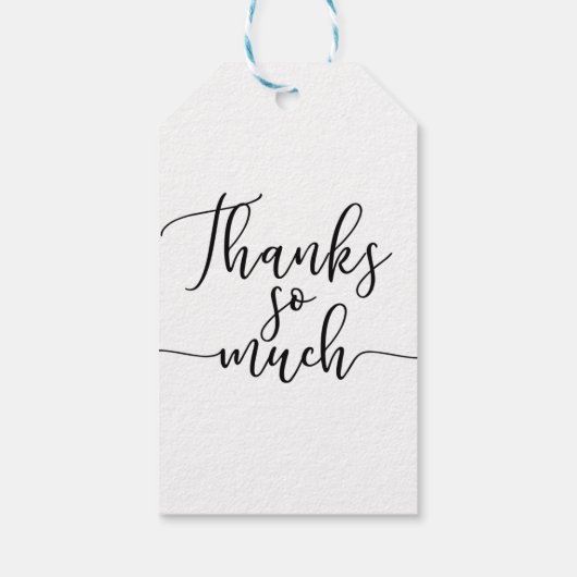 ブラックスクリプトタイプ感謝そう多くのお願い ギフトタグ (裏面)