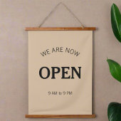 ブラックスクリプトビジネスタイムサインを開く 吊り下げ型タペストリー