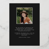 ブラックスクリプトフォイル卒業写真のお知らせ 箔招待状 (裏面)