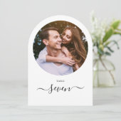 ブラックスクリプトフォトアーチ型テーブル番号 招待状 (スタンド正面)